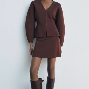 Zara Brown V-Neck Blouse- NWT